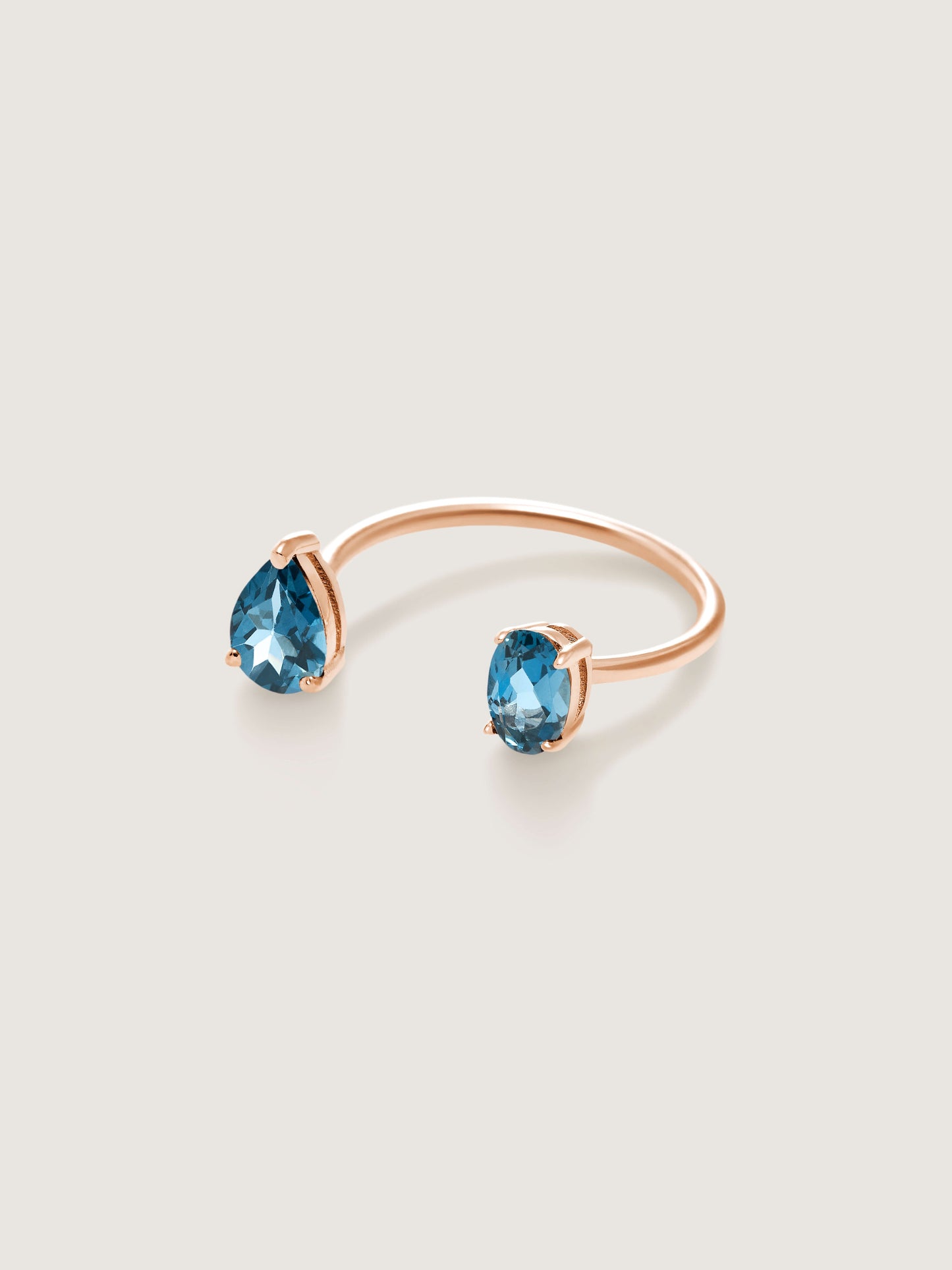 Doublemoss Le Bonbon double gemstone ring in 14k gold with london blue topaz