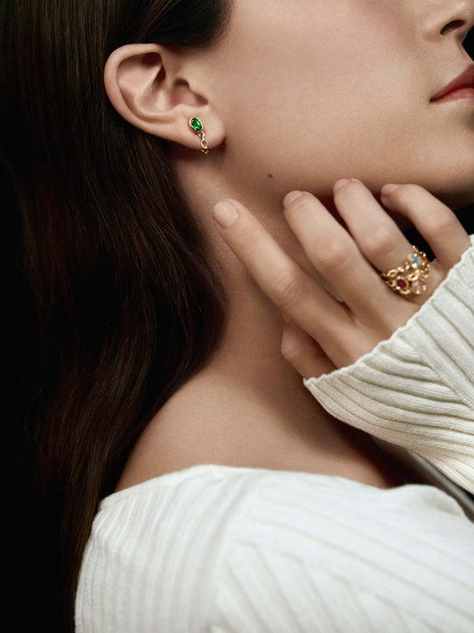 Catena Earring Chrome Diopside (Single)