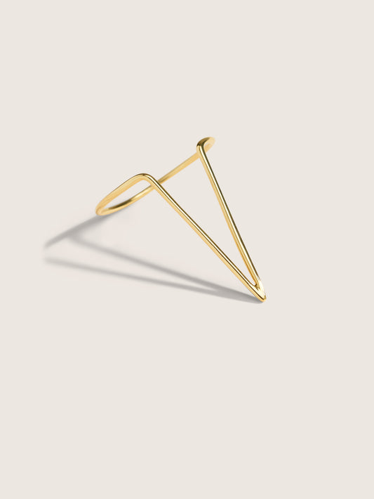 Doublemoss Jewelry Femme Ring 14k Gold Triangle Shaped Ring designed to symbolize woman empowerment
