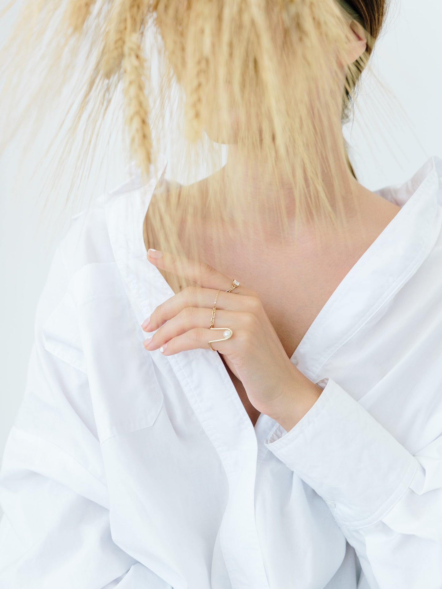 Doublemoss Jewelry 14k Gold La Perla Ring with Freshwater Pearl. Wear it as nail art or a regular ring.