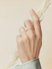 Doublemoss Jewelry Clair De Lune 14k Gold Chain Ring w/  Brilliant Diamond