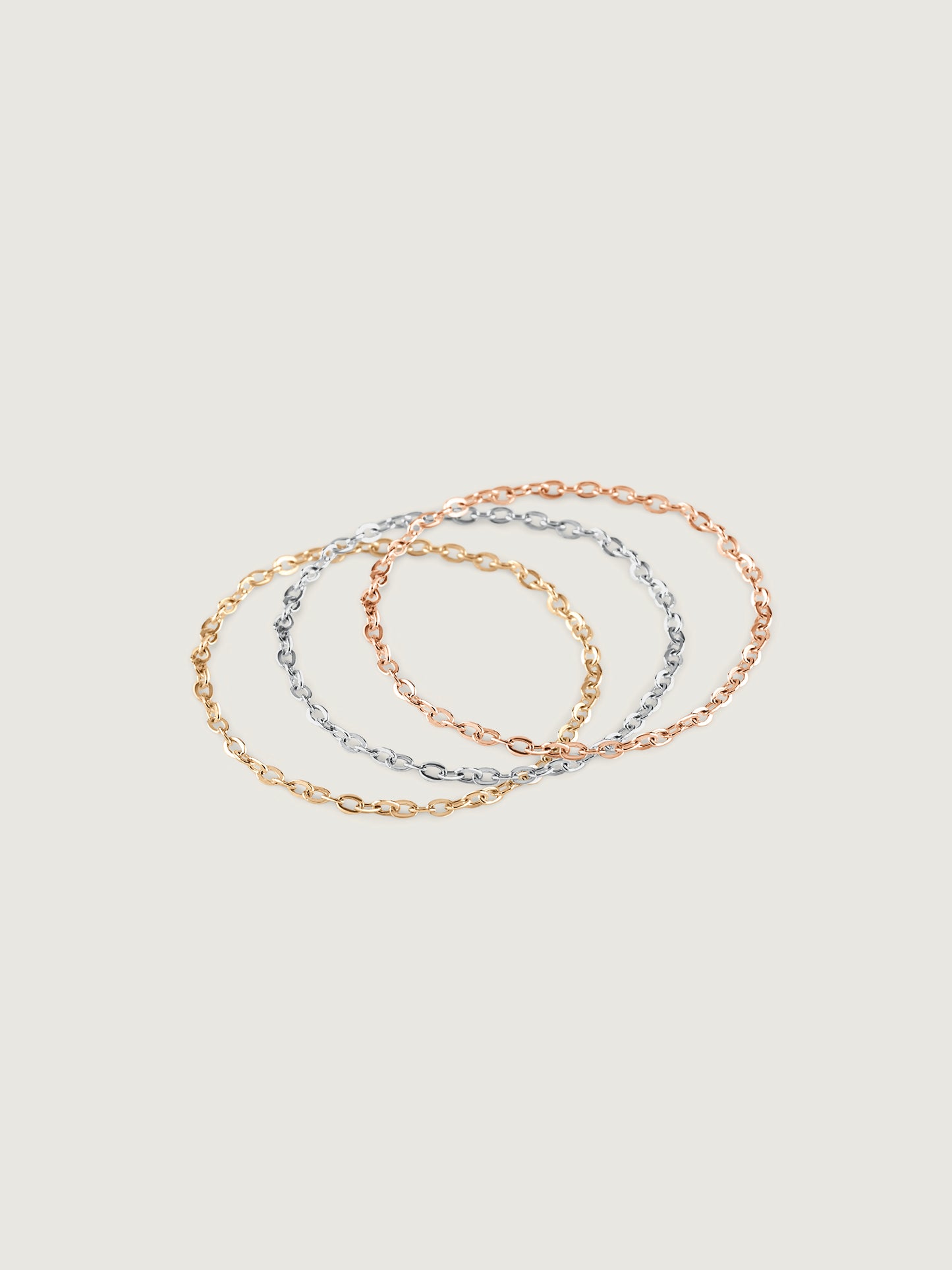 Clair De Lune 14k Chain Ring in Yellow White and Rose Gold