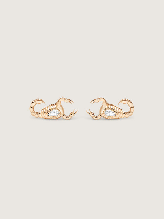 Doublemoss Skorppio 14k Gold & Pear Diamond Earrings. Passion and power these scorpion earrings will make a bold statement wherever they go.