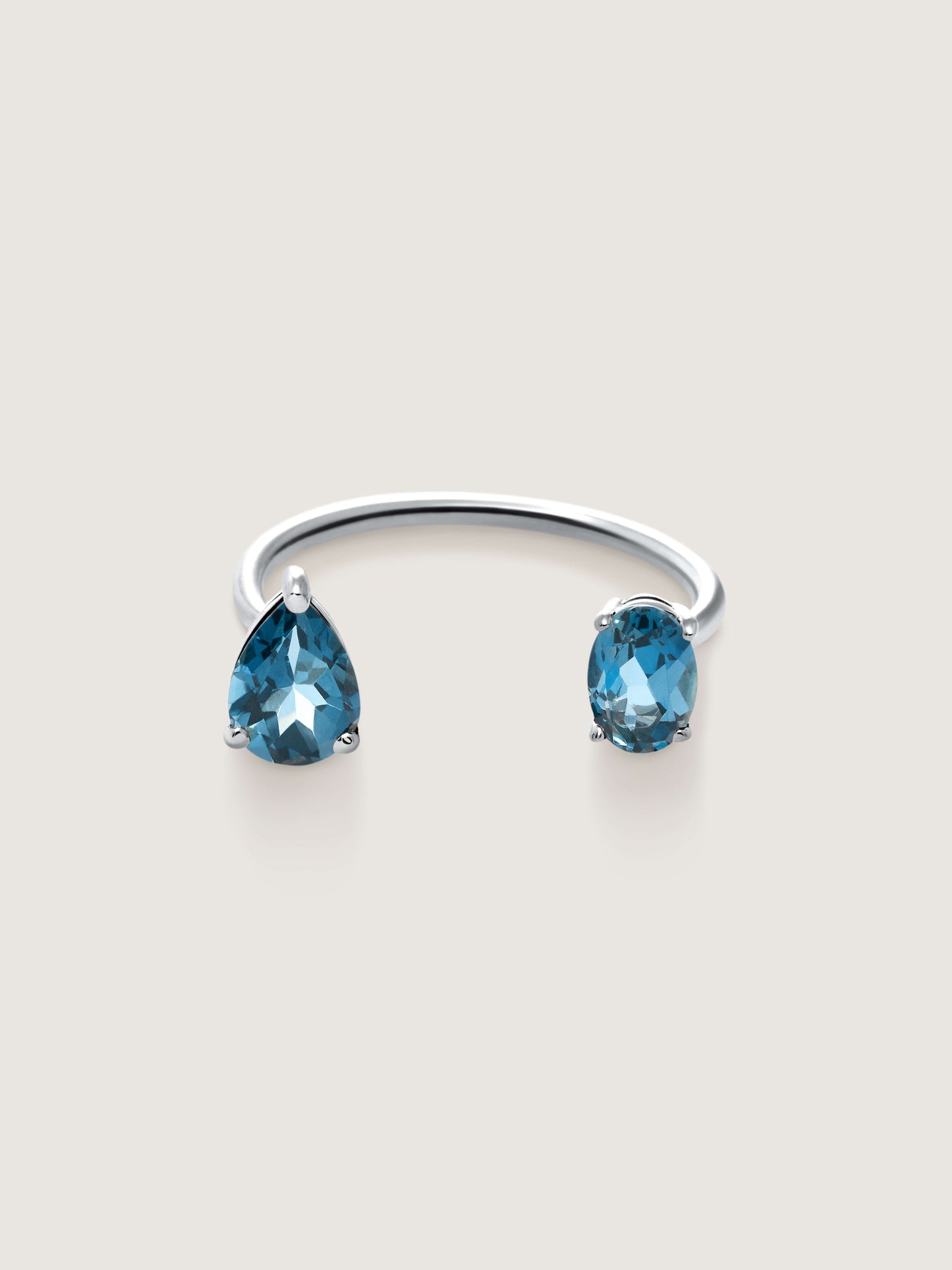 Doublemoss Le Bonbon double gemstone ring in 14k gold with london blue topaz