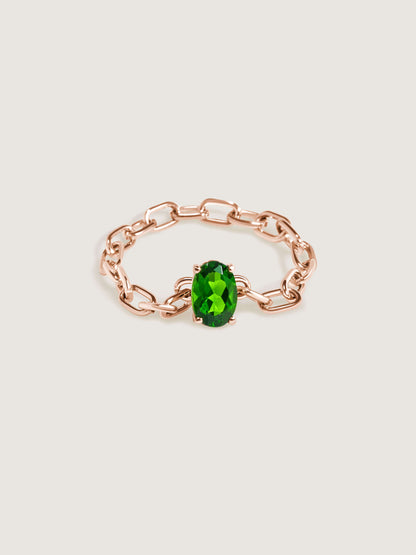 Catena Chain Ring with Chrome Diopside Gemstone
