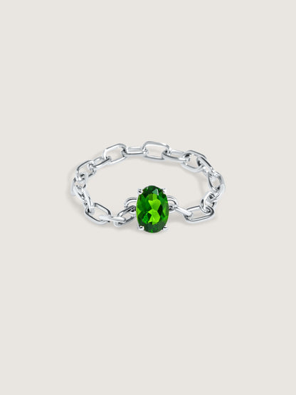 Catena Chain Ring with Chrome Diopside Gemstone