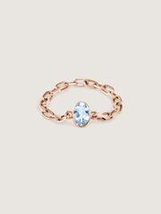 Doublemoss Catena Chain ring with aquamarine gemstone now available in 14k Yellow, White & Rose Gold