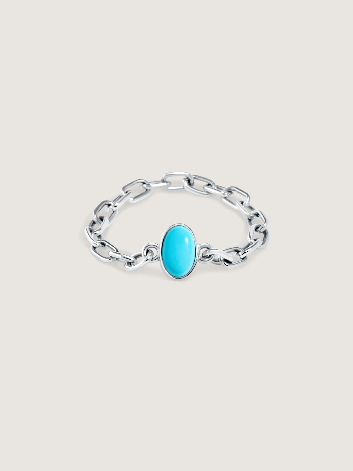 Doublemoss Catena chain ring in 14k gold with turquoise gemstone. Available in 14k Yellow, White, & Rose Gold.