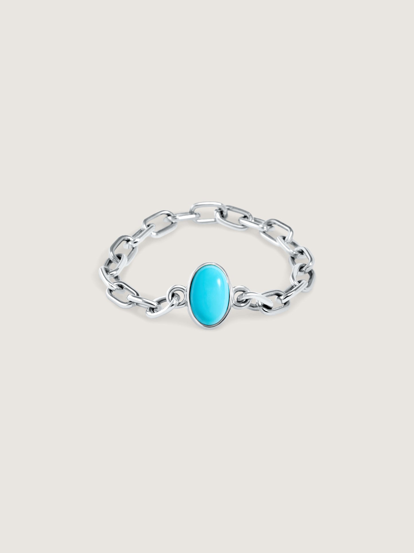 Doublemoss Catena chain ring in 14k gold with turquoise gemstone. Available in 14k Yellow, White, & Rose Gold.