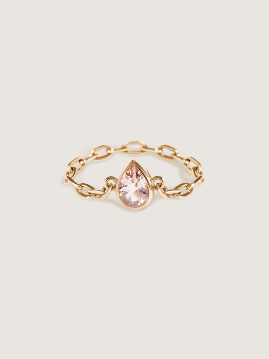 Catena Chain Ring w Morganite Gemstone